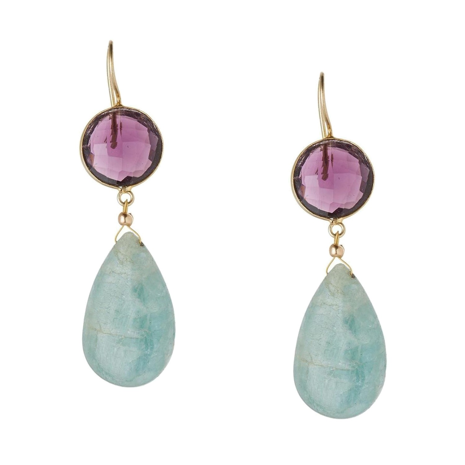 Ohrringe 'Aquamarin und Amethyst Tropfen'