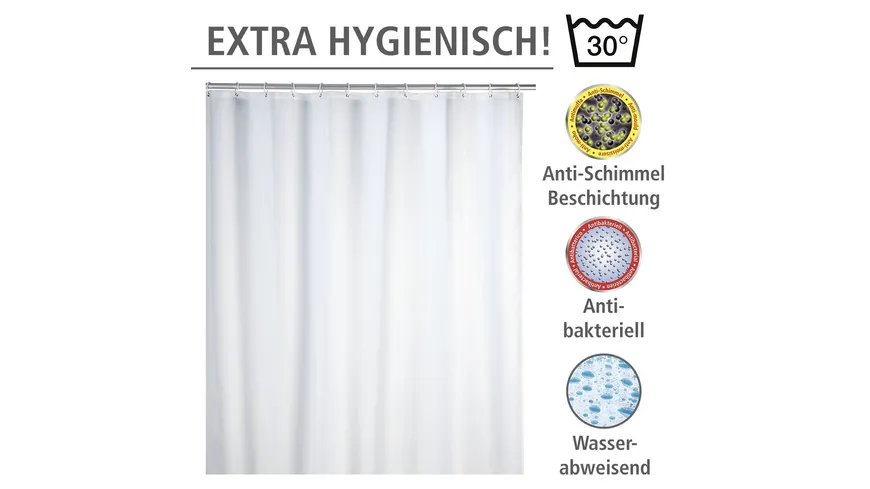 WENKO Duschvorhang Anti-Schimmel Uni weiß weiß