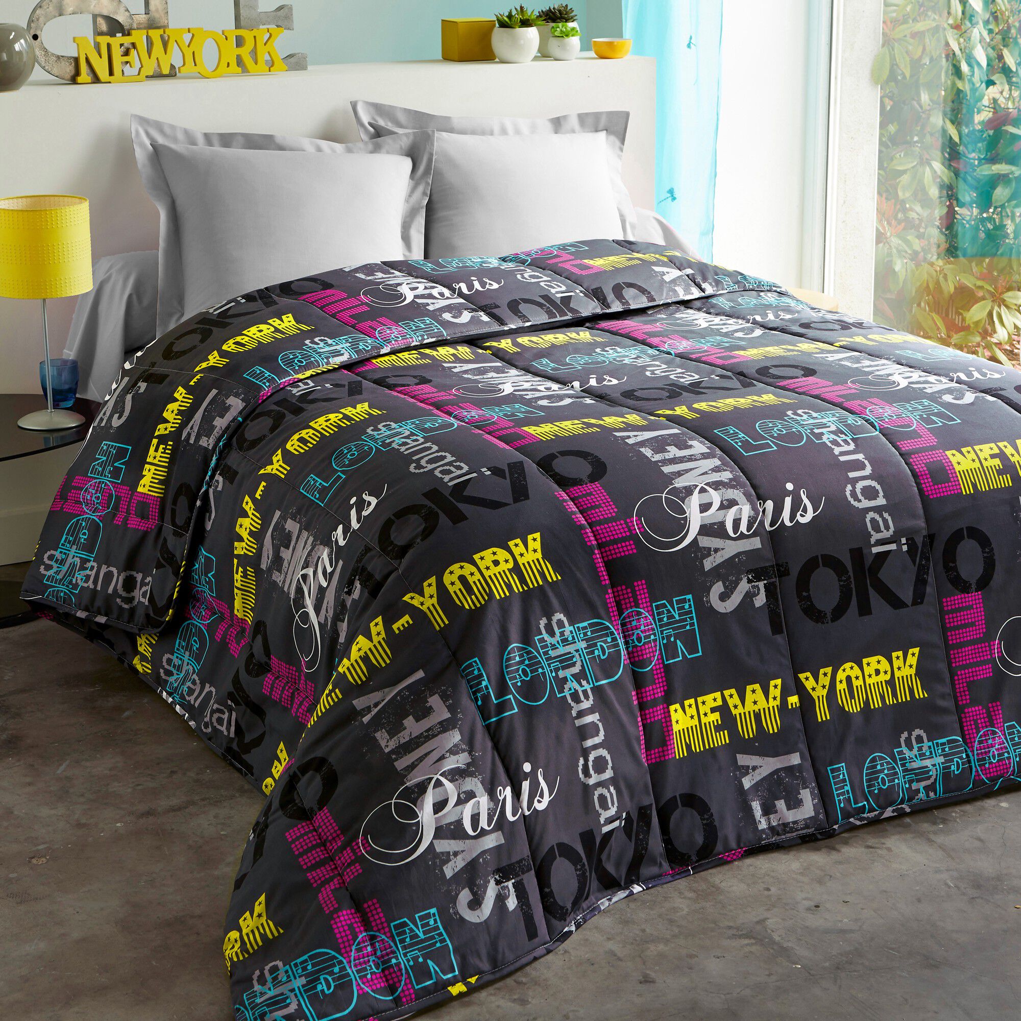 Couette coton imprimée Capitales 200g/m2