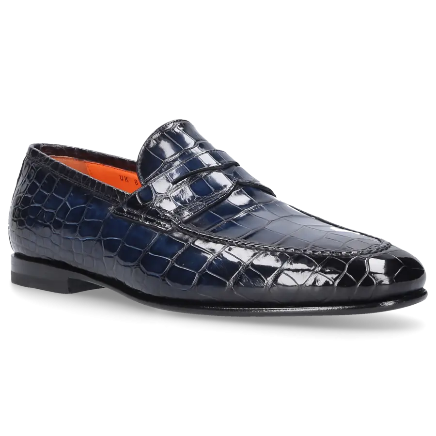 Santoni - Loafer 15609 Krokodilleder - blau