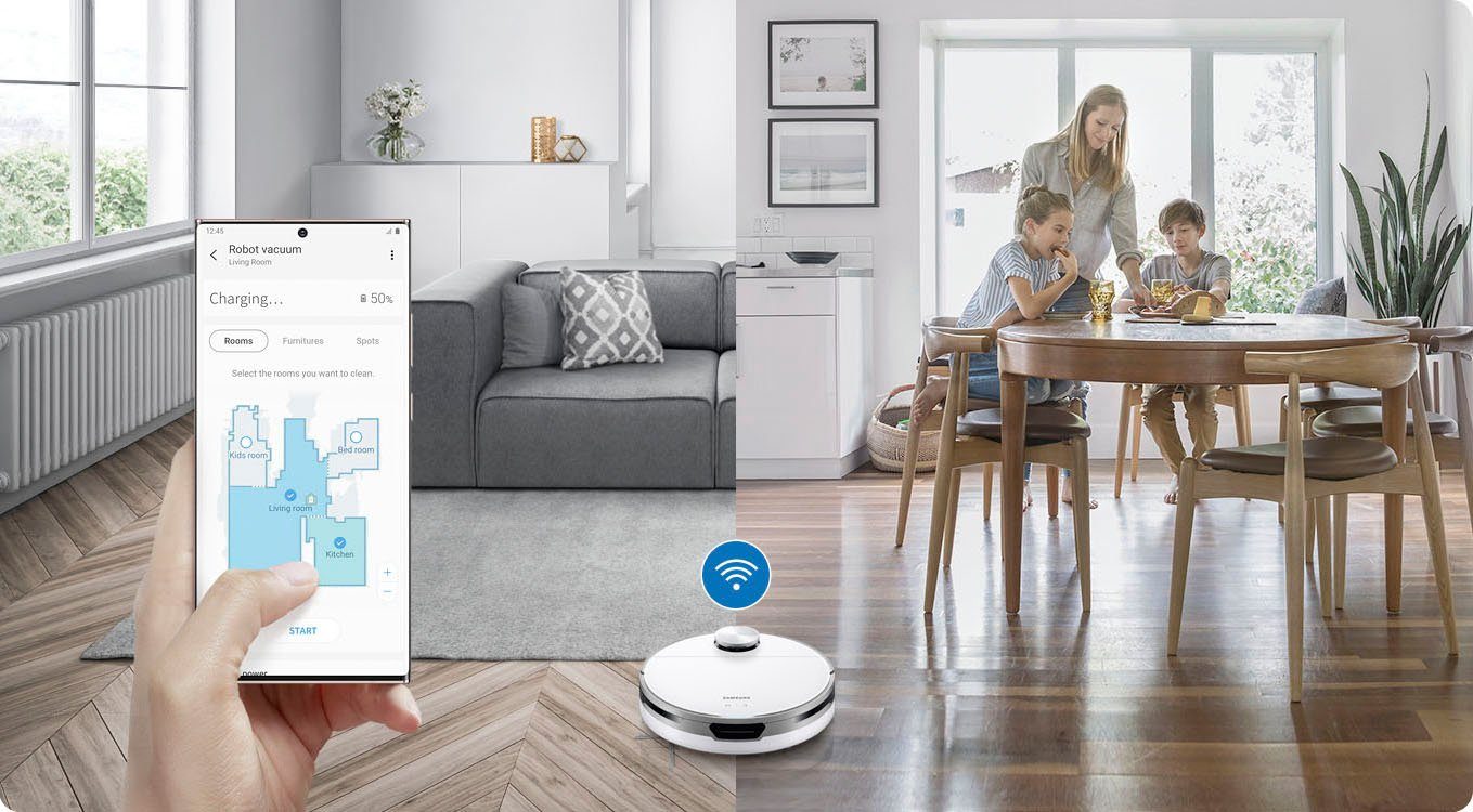 Samsung Saugroboter Jet Bot+ VR30T85513W/WA, 60 W, beutellos, mit Clean Station und LiDAR Sensor