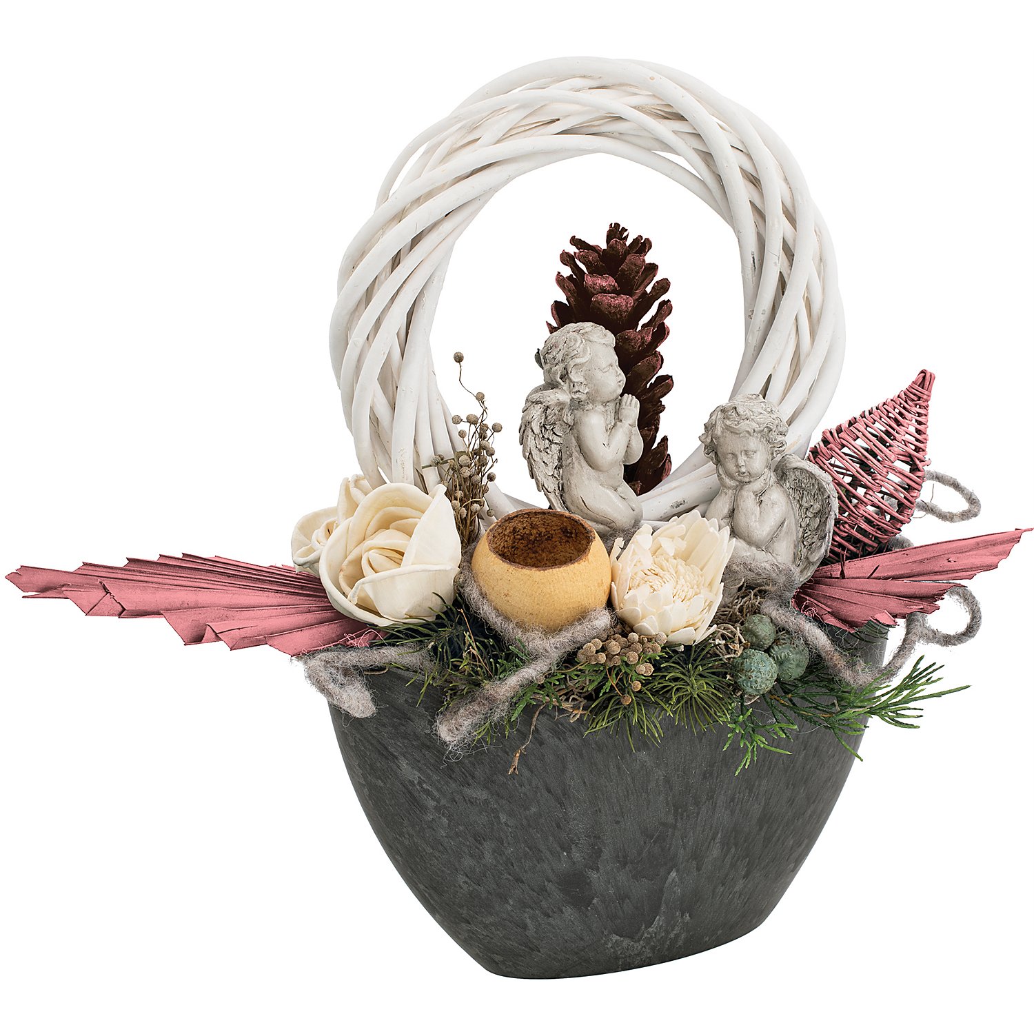Polyresin-Engel mit Stecker, weiß-grau, 8 cm, 2 Stück