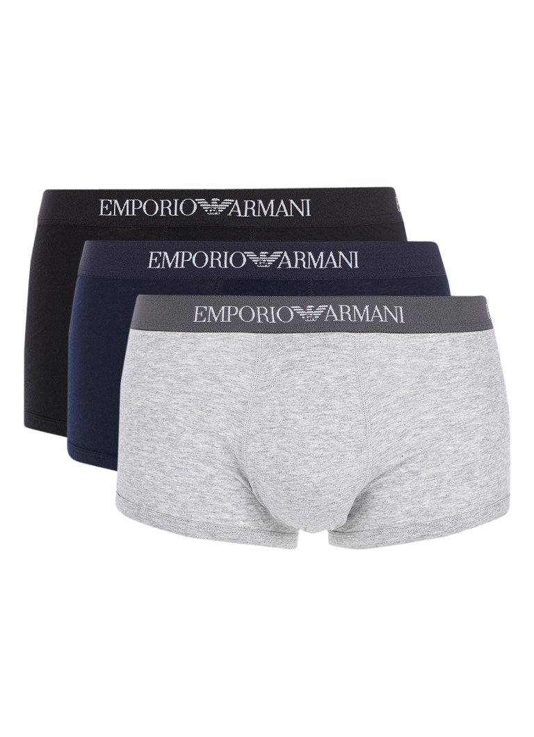 Boxer Emporio Armani Trunk, tinta unita e mélange, set da 3