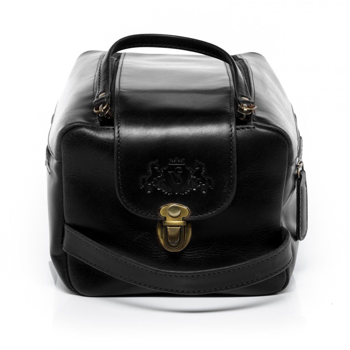 SID & VAIN Kulturbeutel Leder Kulturtasche Unisex BRISTOL, Waschbeutel Echtleder für Damen & Herren, Kosmetiktasche schwarz