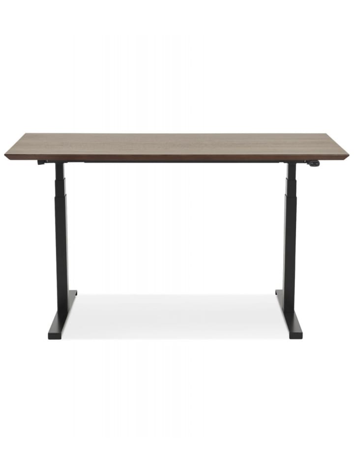 KADIMA DESIGN Elektrischer Sitz Steh Schreibtisch mit Holzplatte in Braun-Schwarz günstig kaufen