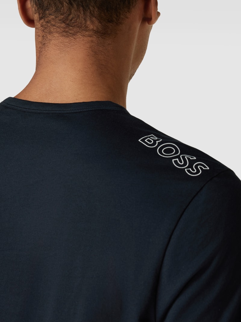 T-Shirt mit Brand-Applikation Modell 'Teevn' in dunkelblau