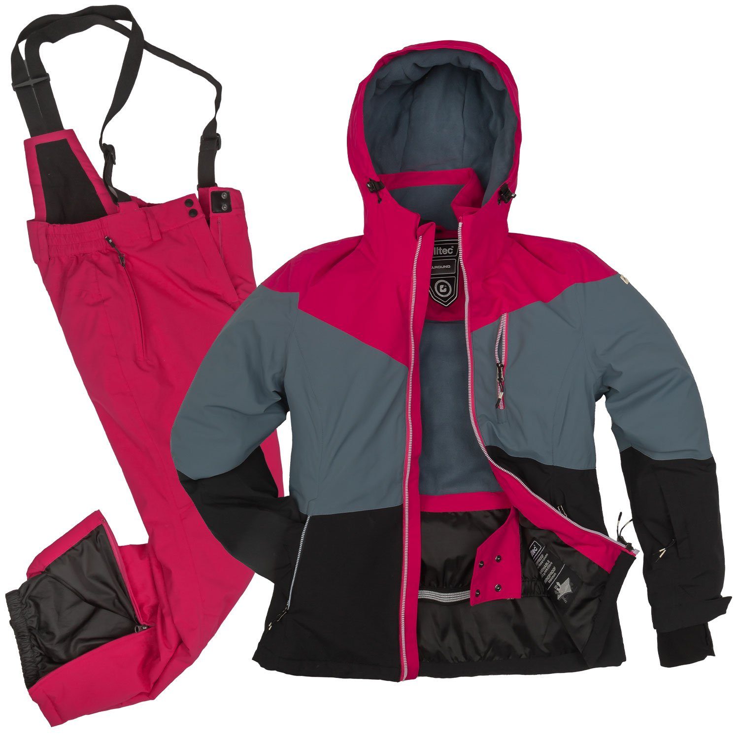 Killtec Skianzug Damen Skijacke blau-grau + Skihose pink Größenwahl (Gr. 36)