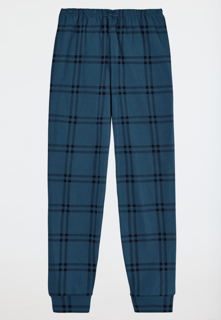 Schlafanzug lang Interlock Karos mineral - Nightwear