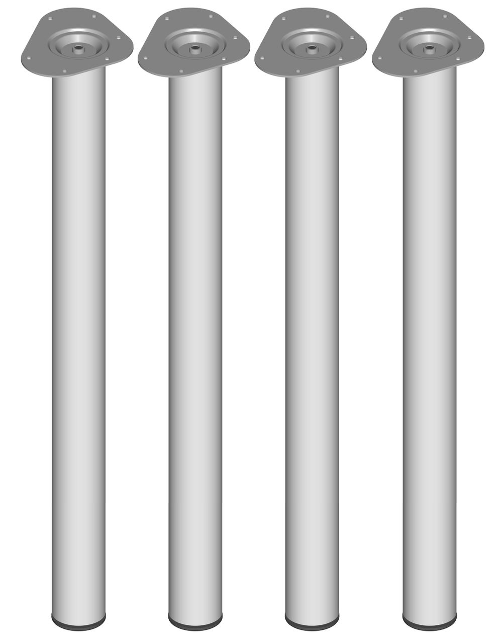 Element System Möbelfuß 4er-Set TOSKANA, Ø60, 800, weiß-silber