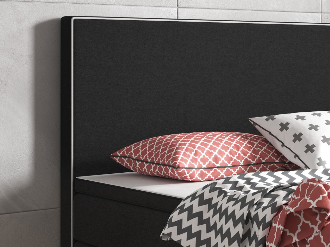 IHG Boxspringbett King Size 180x200 cm Webstoff Schwarz