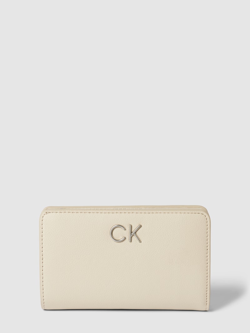 Portemonnaie mit Label-Detail Modell 'FRENCH' in beige