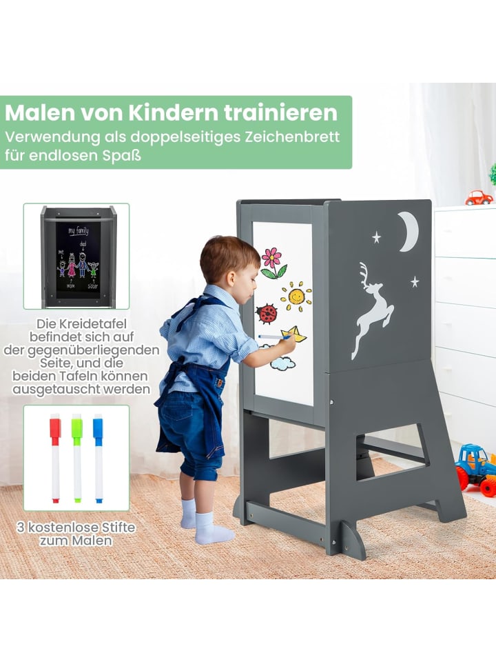 COSTWAY 2 in 1 Tritthocker 1-7 Jahre in Grau günstig kaufen onesize