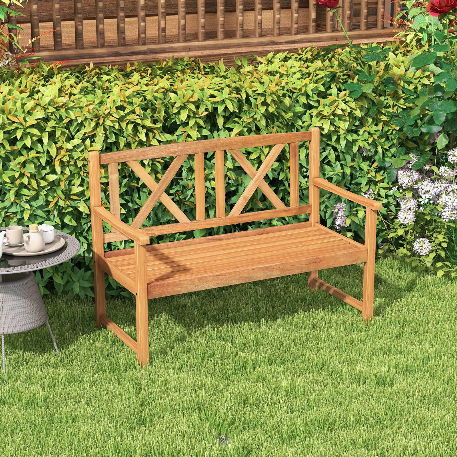 COSTWAY Gartenbank, für 2 bis 3 Personen, aus Akazienholz, bis 360kg