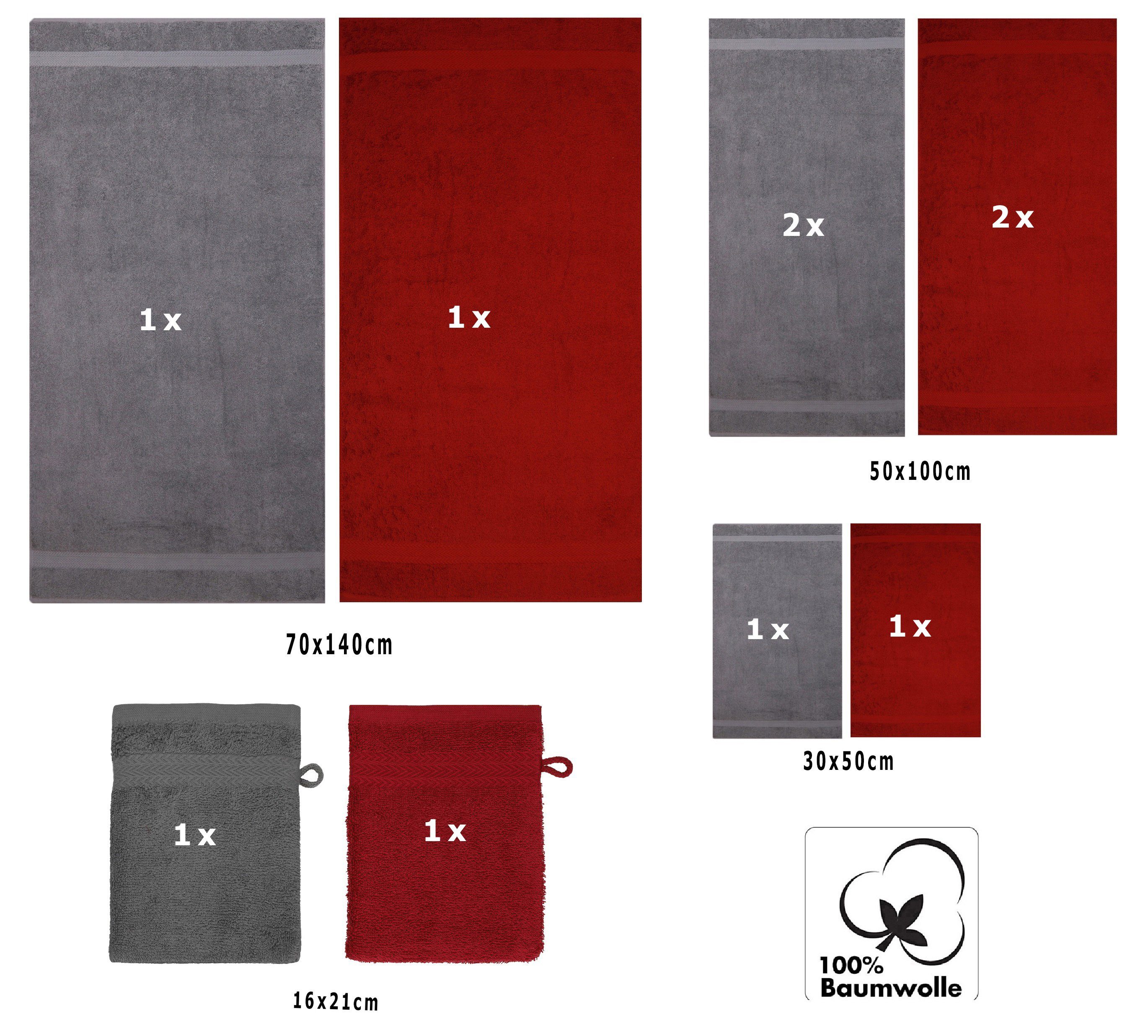 Betz Handtuch Set 10-TLG. Handtuch-Set Premium Farbe Dunkelrot & Anthrazit, 100% Baumwolle, (Set, 10-tlg), saugstark und strapazierfähig