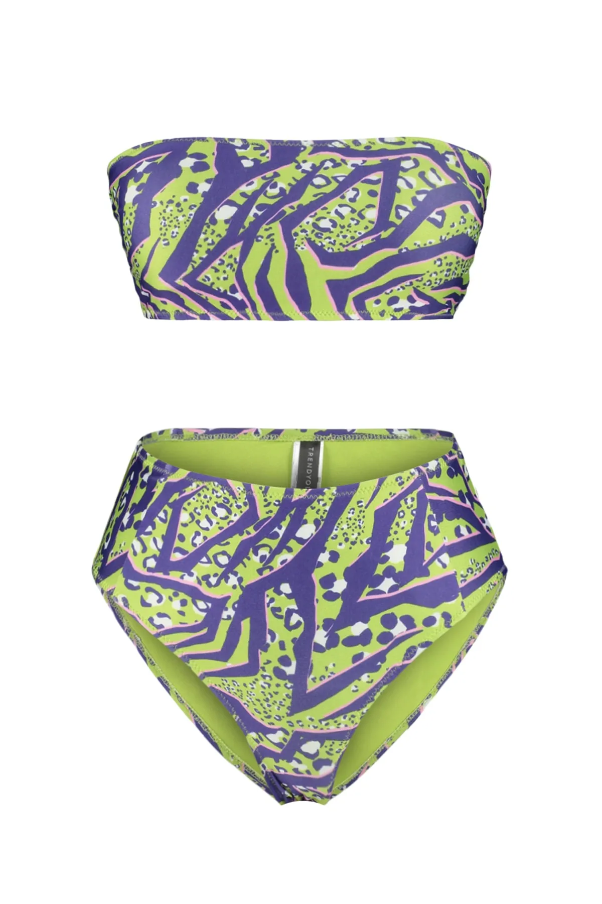 Trendyol Collection  Grünes trägerloses Hipster-Bikini-Set mit hoher Taille TBESS22BT0018