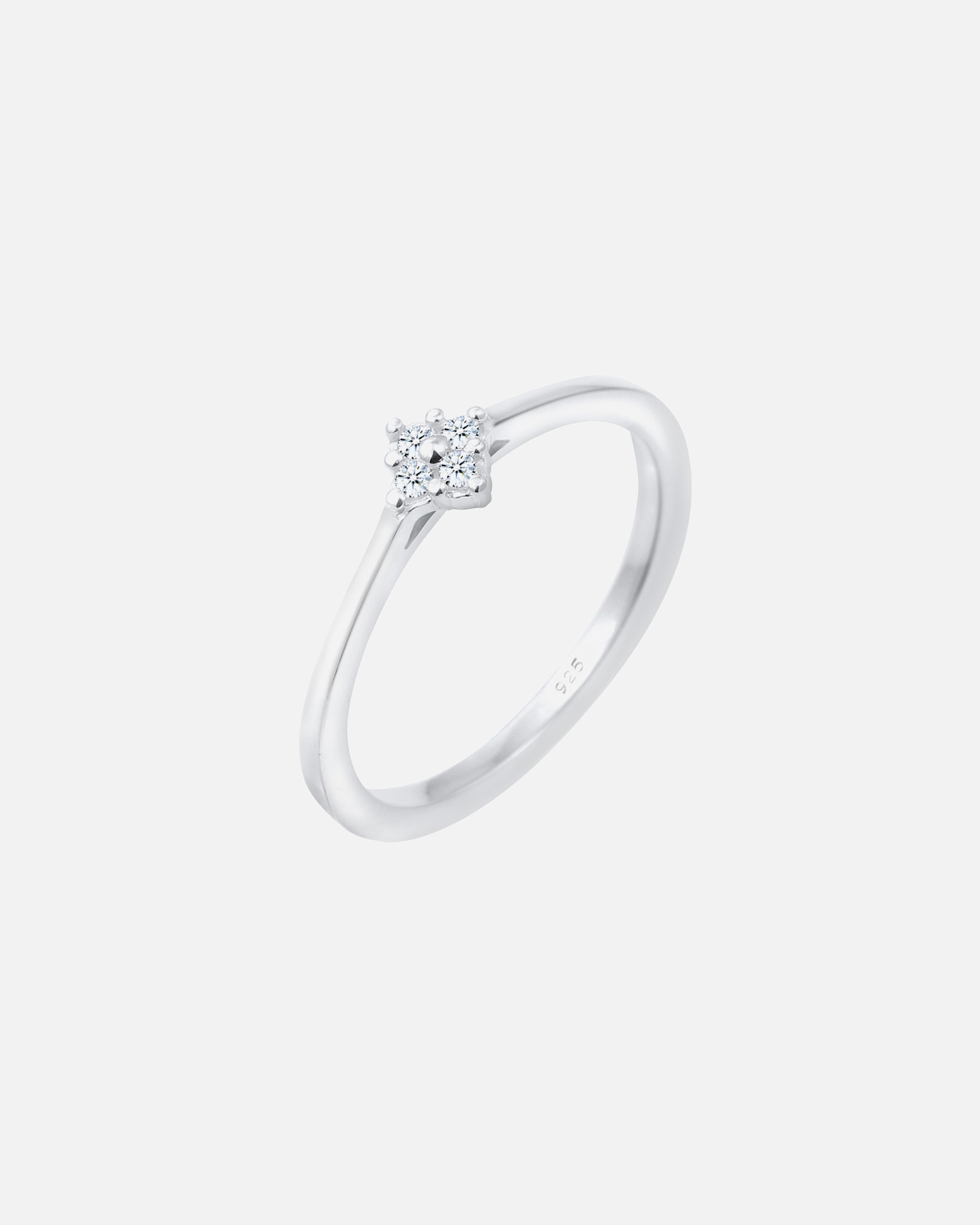 Anel de noivado feminino clássico da Elli DIAMONDS com diamante (0,08 ct.) em prata de lei 925/1000, banhado a ouro.