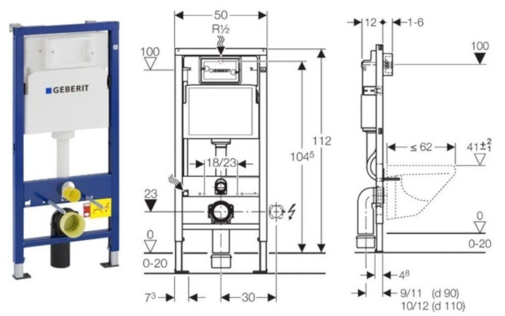 GEBERIT Vorwandelement WC Vorwandelement WC inkl. Toilette Komplettset, Komplettset