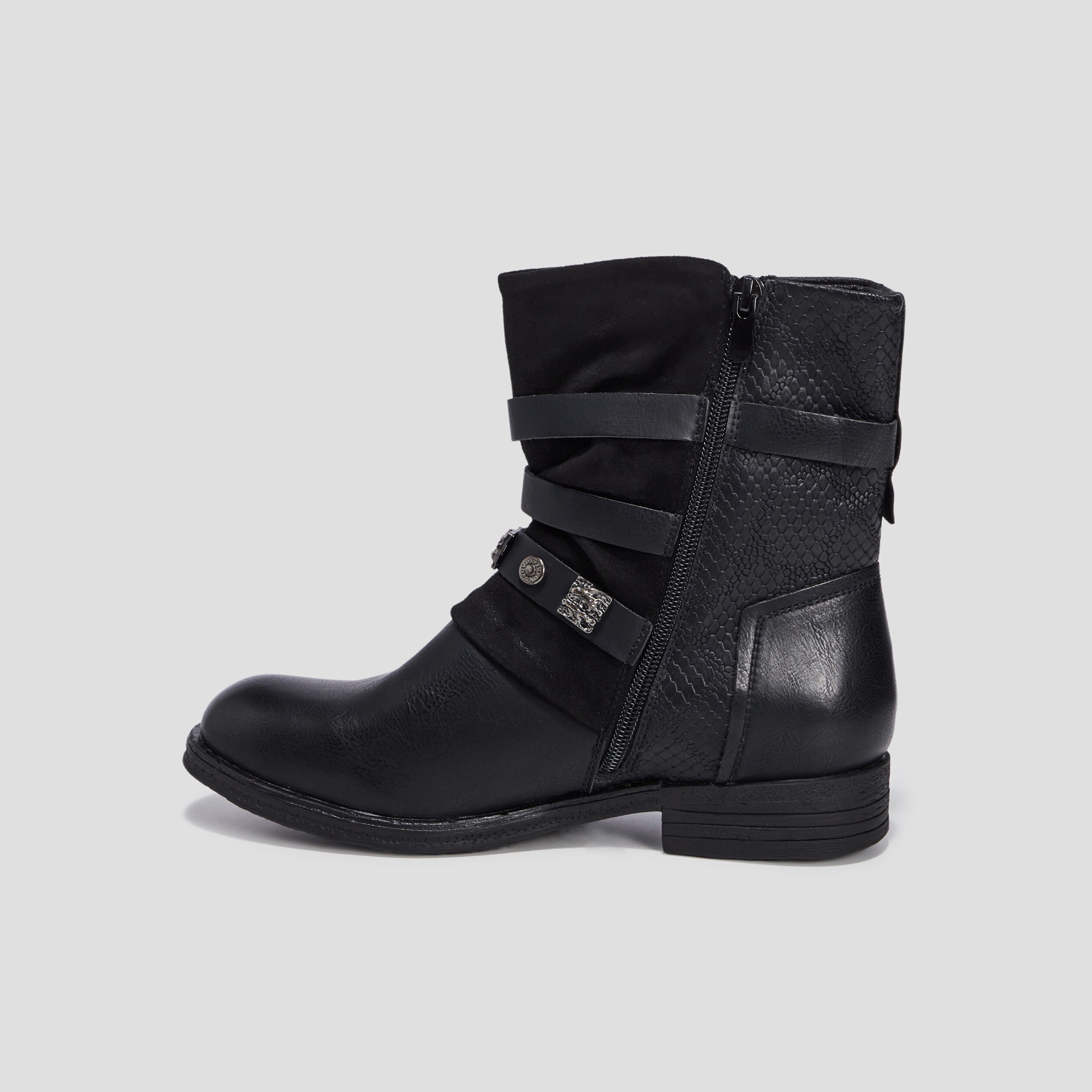 Bottines avec boucles et clous noir femme | La Halle