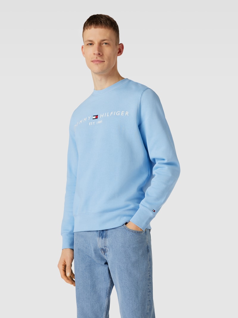Sweatshirt mit Label-Stitching Modell 'TOMMY LOGO SWEAT' in himmelblau