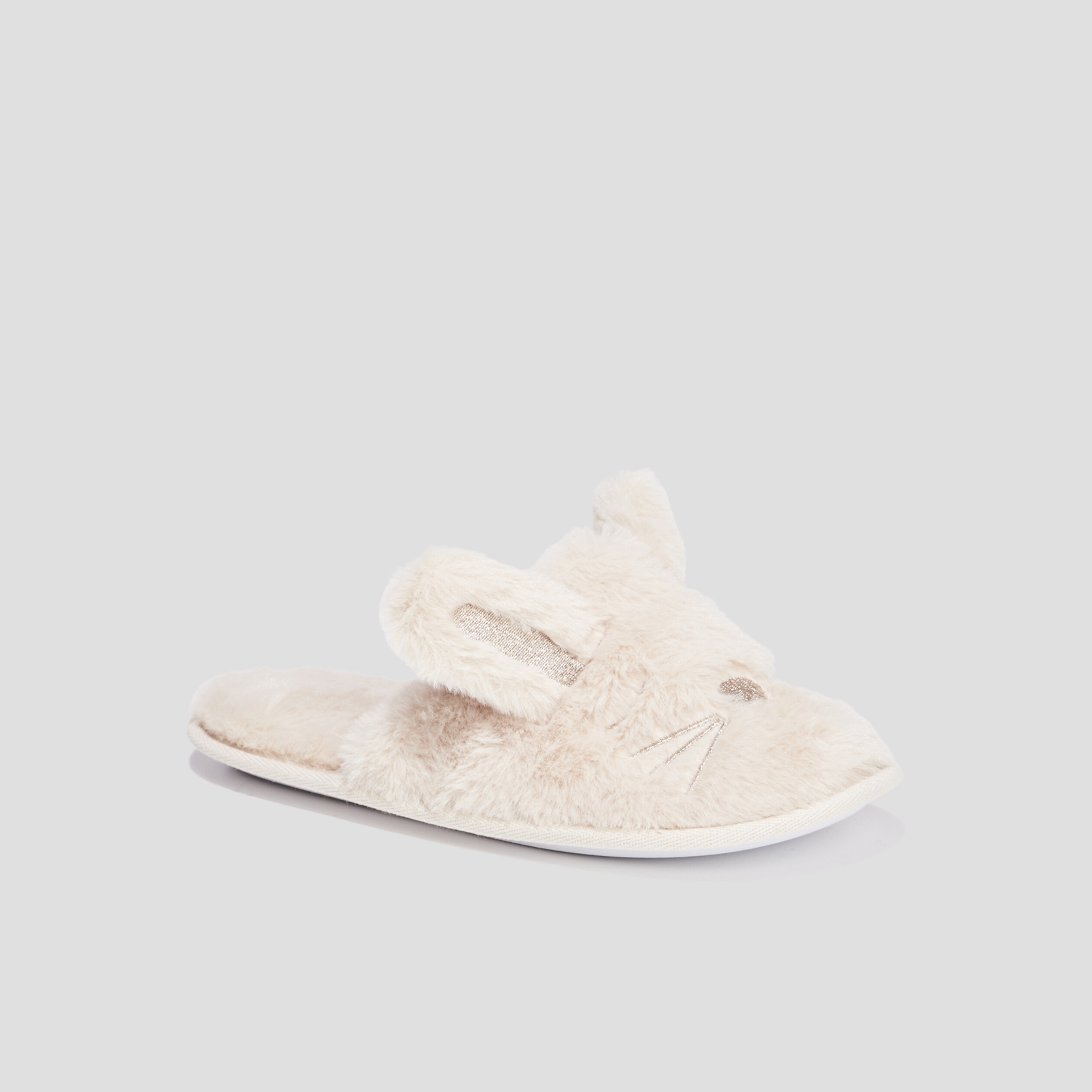 Chaussons mules imitation fourrure sable femme | La Halle