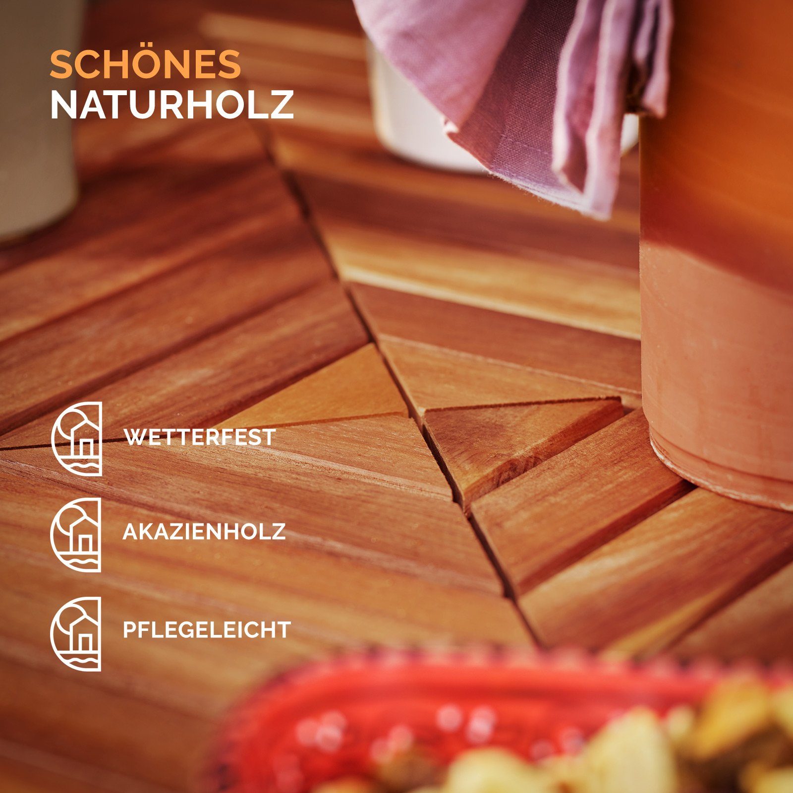 Casaria Stehtisch Akazie (1-St), Holz 110cm Hoch 75x75 cm Eckig Indoor Outdoor Bistrotisch Biertisch