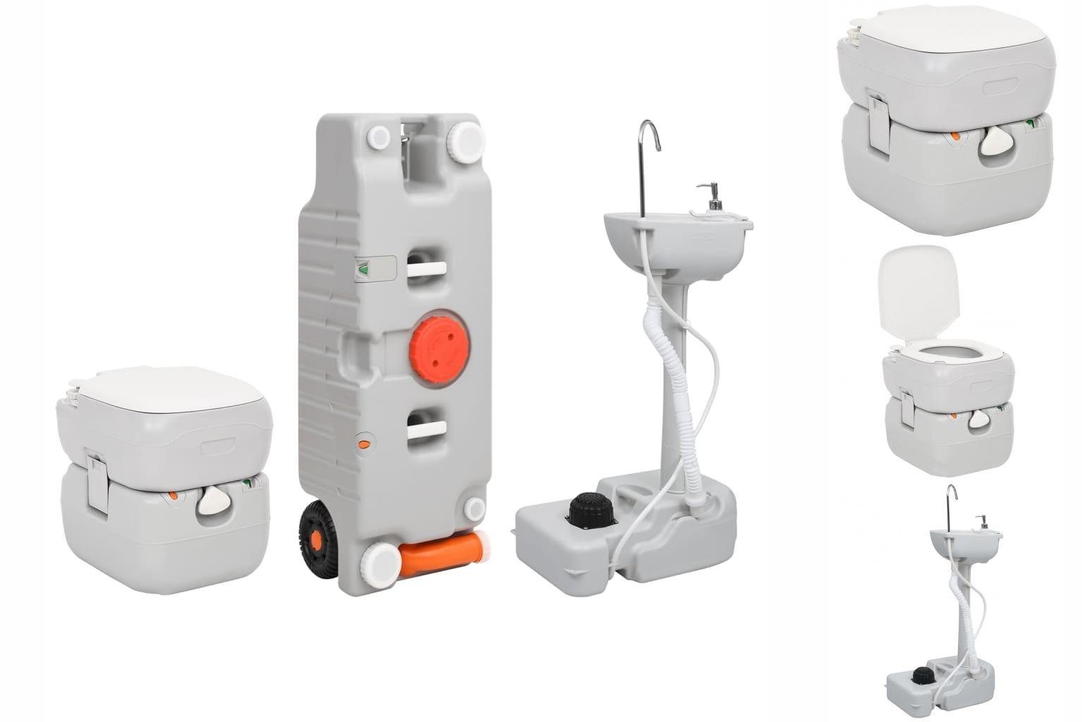 vidaXL Campingtoilette Tragbare Campingtoilette mit Waschbecken und Wasserbehälter