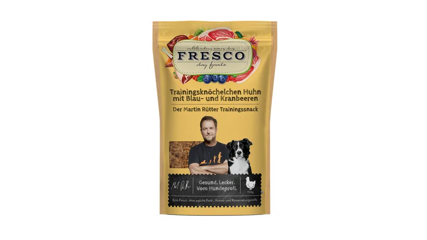 FRESCO Martin Rütter Hundesnack Trainingsknöchelchen Huhn mit Blau- und Kranbeeren 150 g
