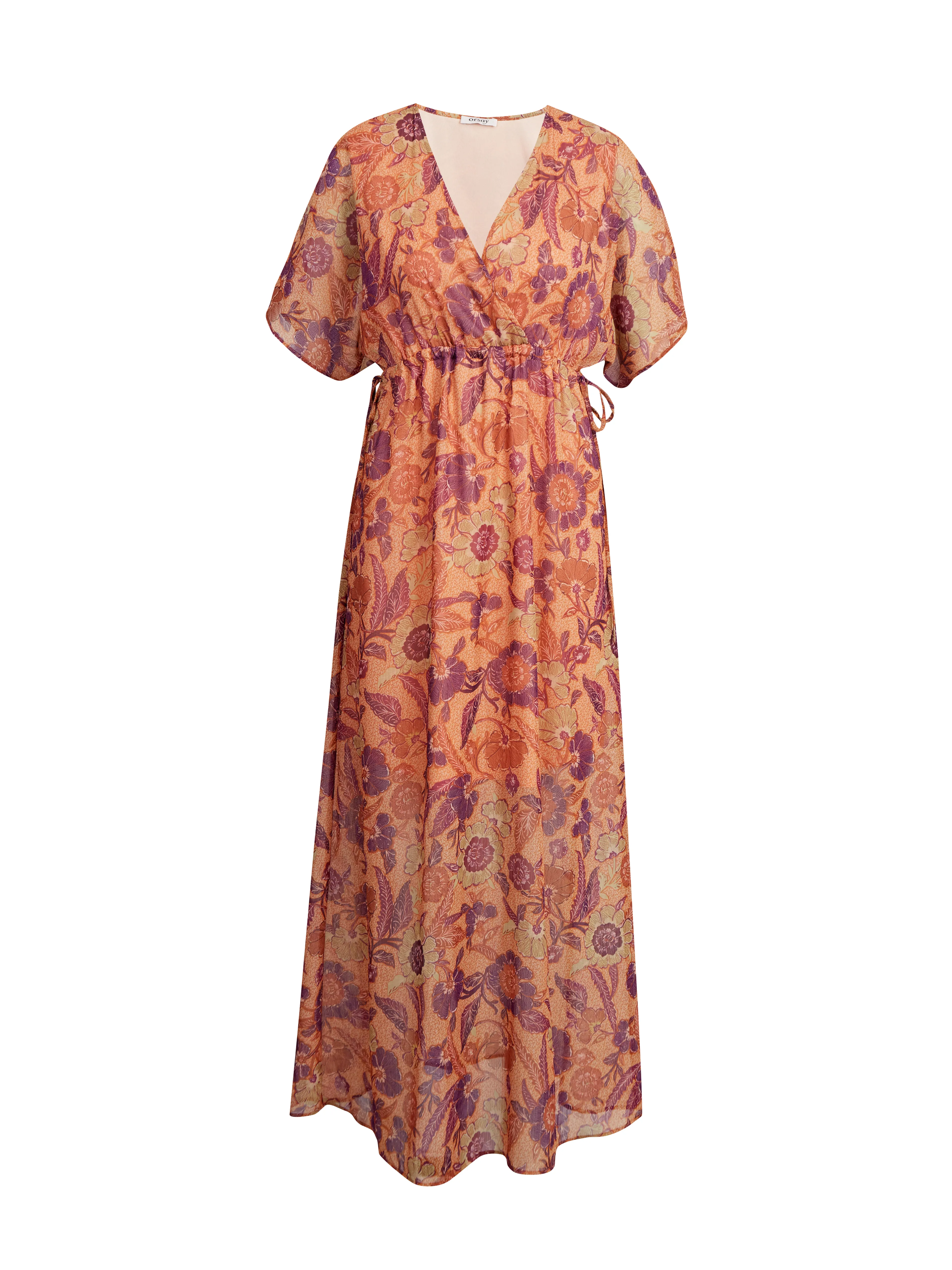 Orangefarbenes Maxikleid mit Blumenmuster ORSAY