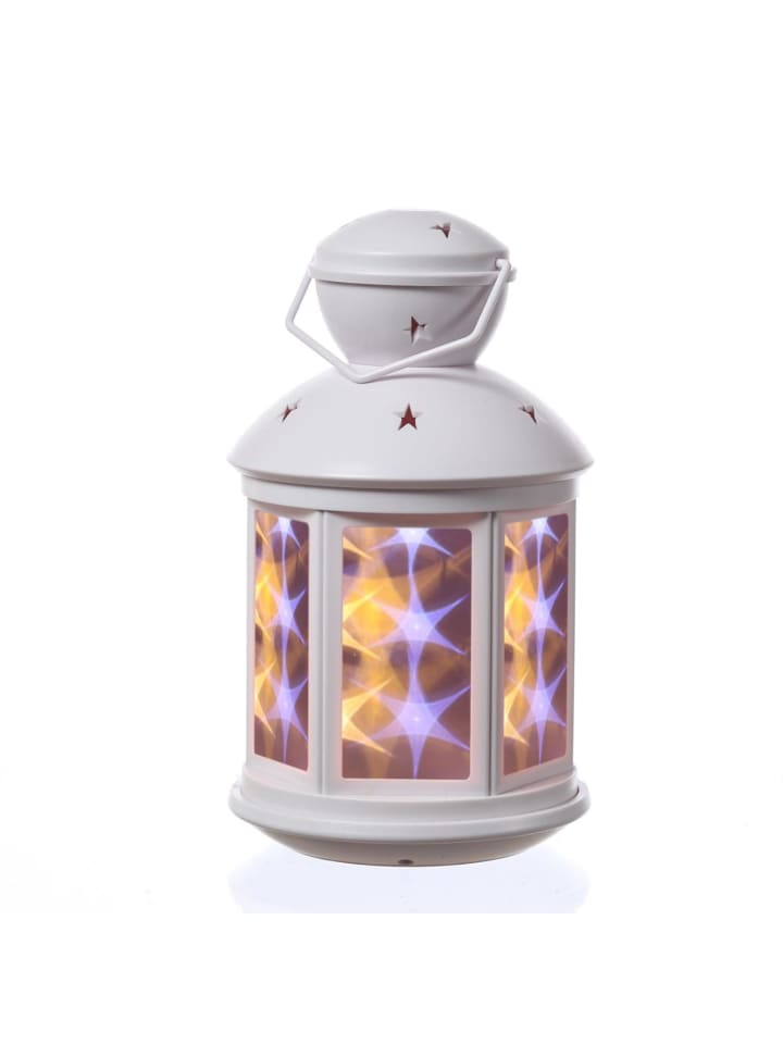 MARELIDA LED Laterne weiße Sternenmuster bewegt oder Dauerleuchten H: 22cm in weiß günstig kaufen onesize