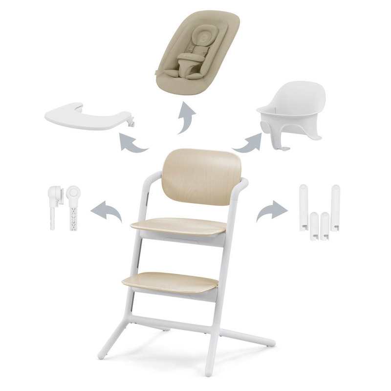 Chaise haute Lemo 2 blanc sable 4 en 1 Cybex