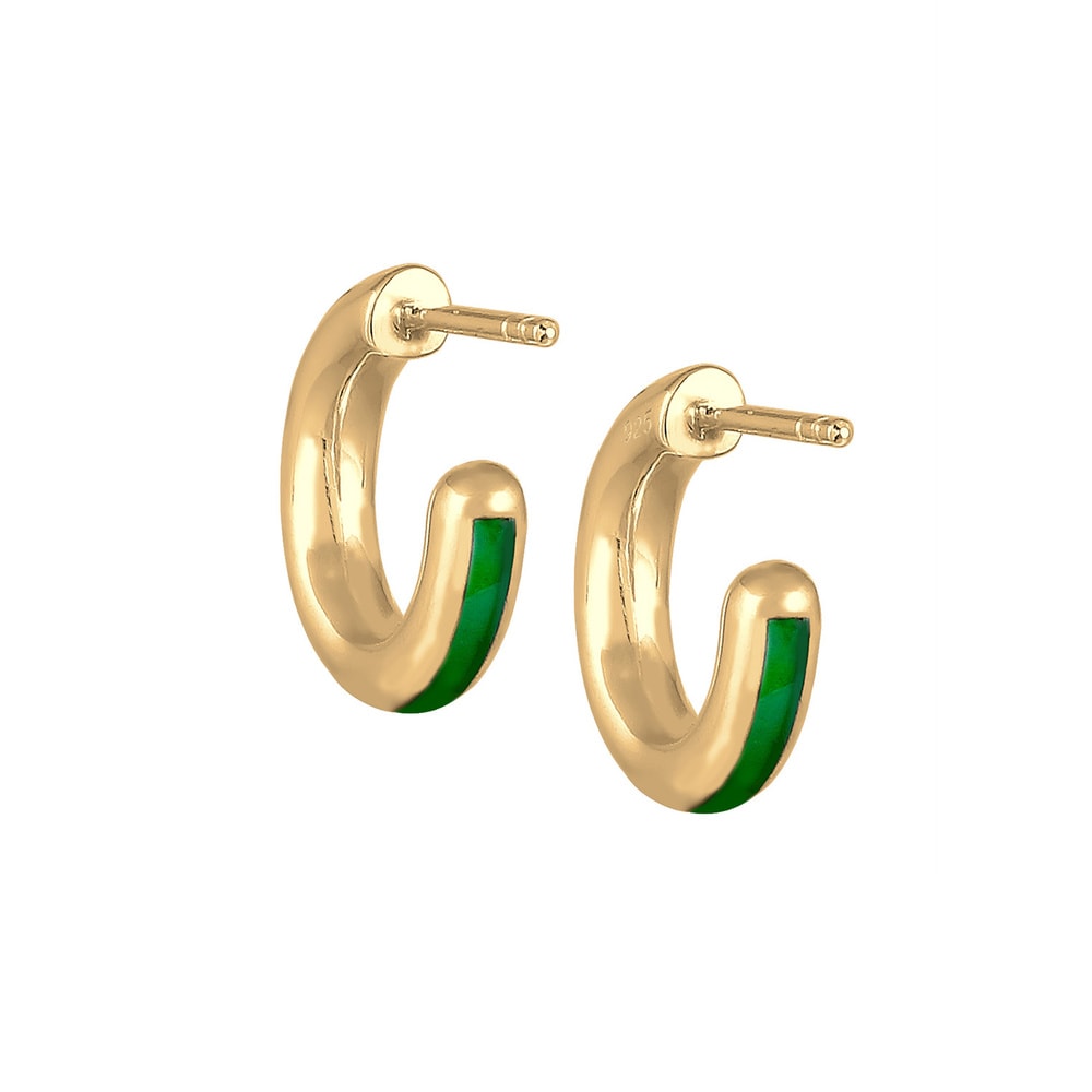 Elli Elli Boucles d'Oreilles Creole Antique Email Vert Boucles d'Oreilles Femme - Arge Boucles d'oreilles