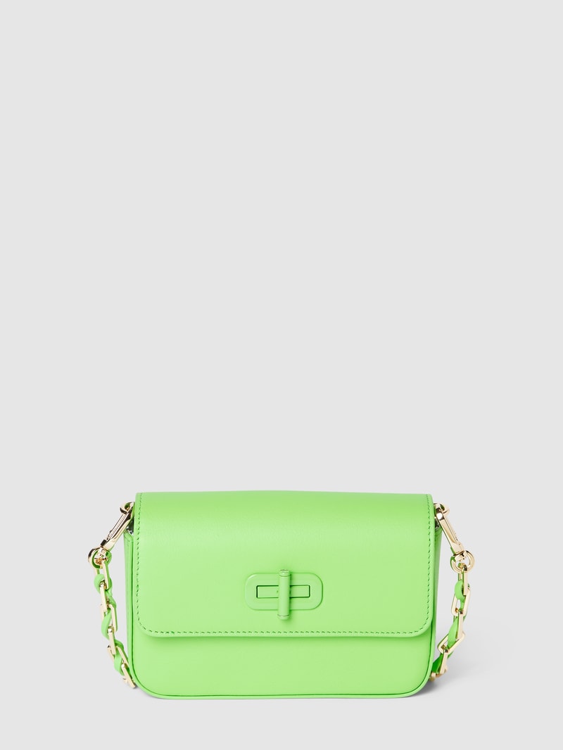 Micro Bag mit Label-Applikation in metallic Modell 'HERO' in neon grün