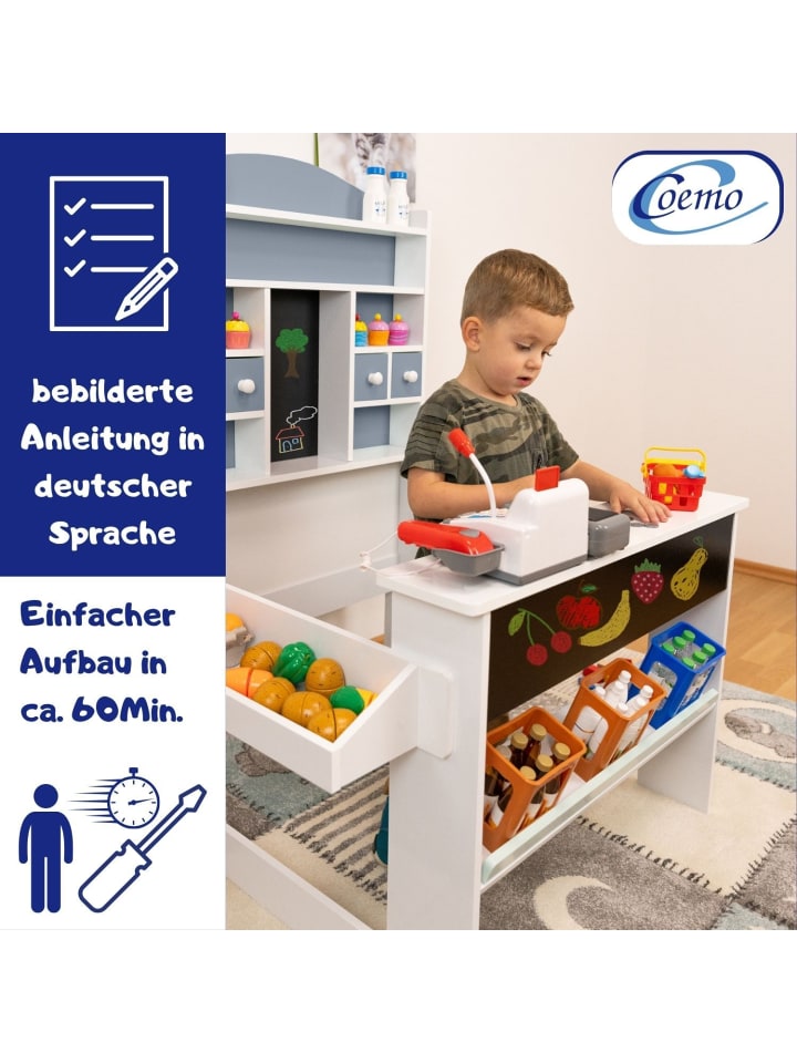 Coemo Kaufladen Nicola Holz mit Theke in Grau günstig kaufen onesize