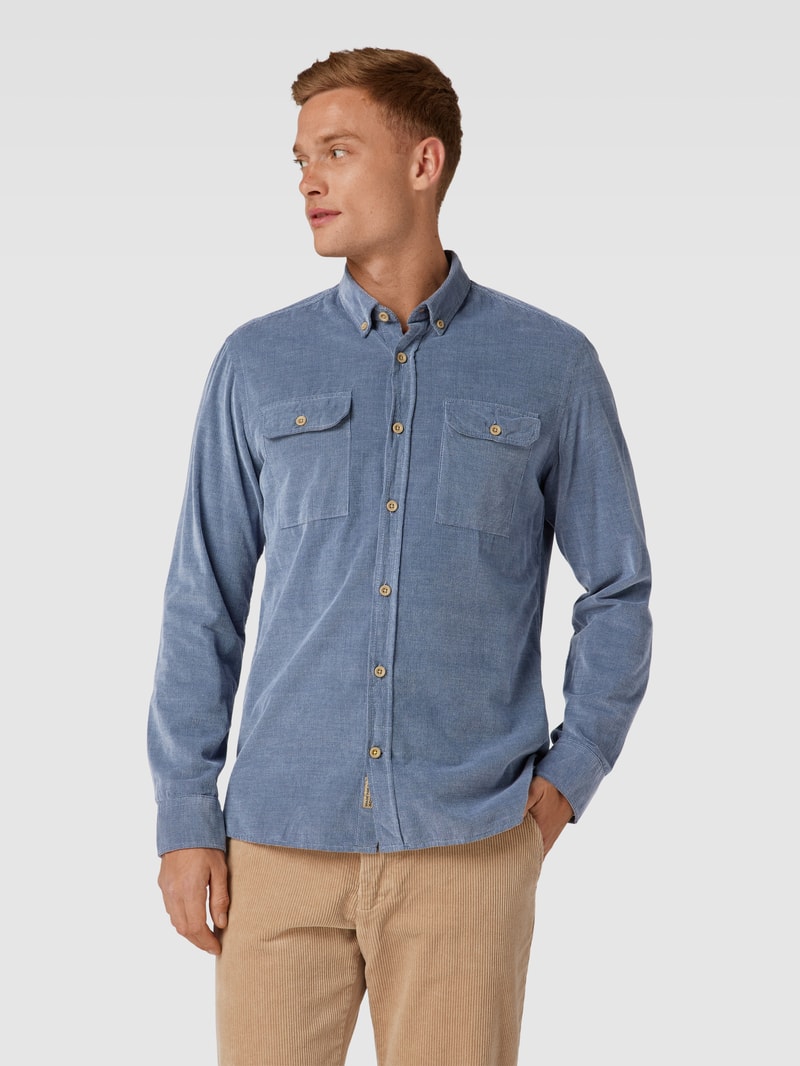 Regular Fit Freizeithemd mit Strukturmuster in marineblau