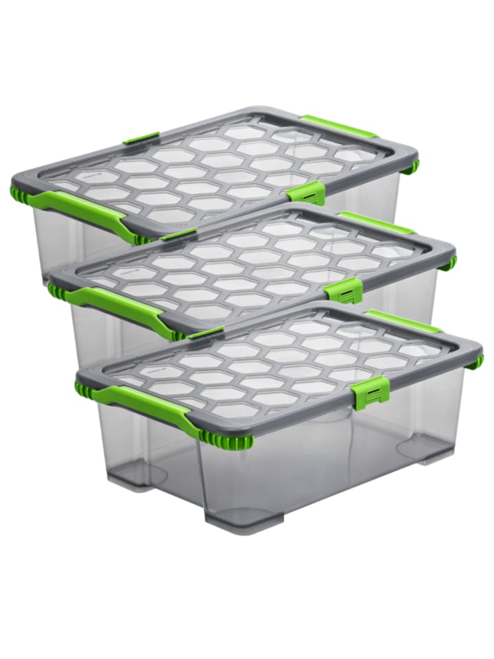 Rotho 3er Set Lagerbox 30l EVO TOTAL PROTECTION in Anthrazit tr. günstig kaufen onesize