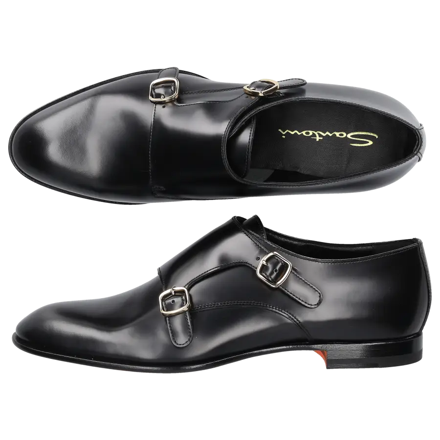Santoni - Businessschuhe Doppelmonk 56369 Kalbsleder - schwarz