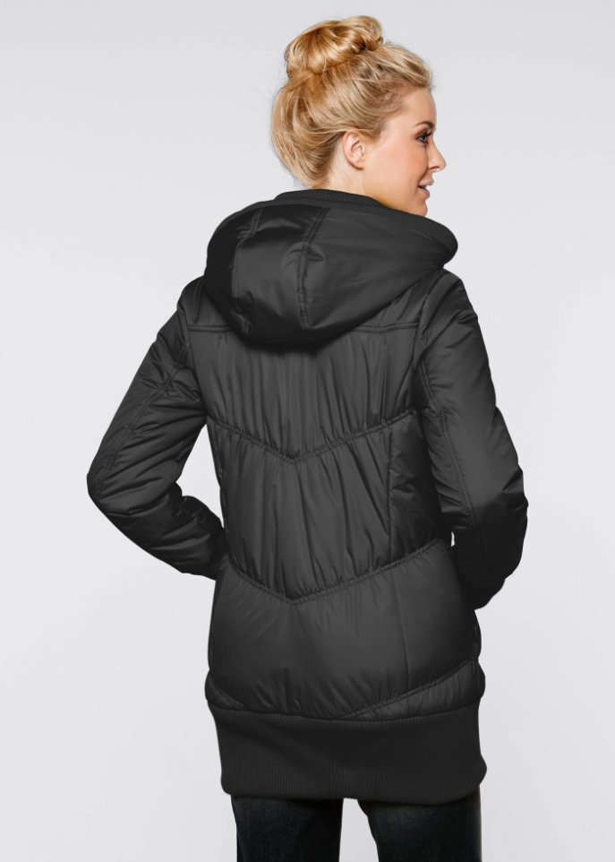 Steppjacke mit breitem Komfortbund und Kapuze