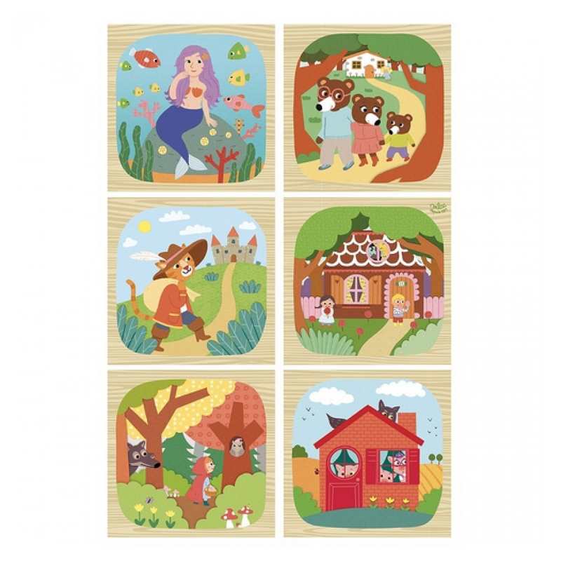 Cubes en bois les contes, Vilac