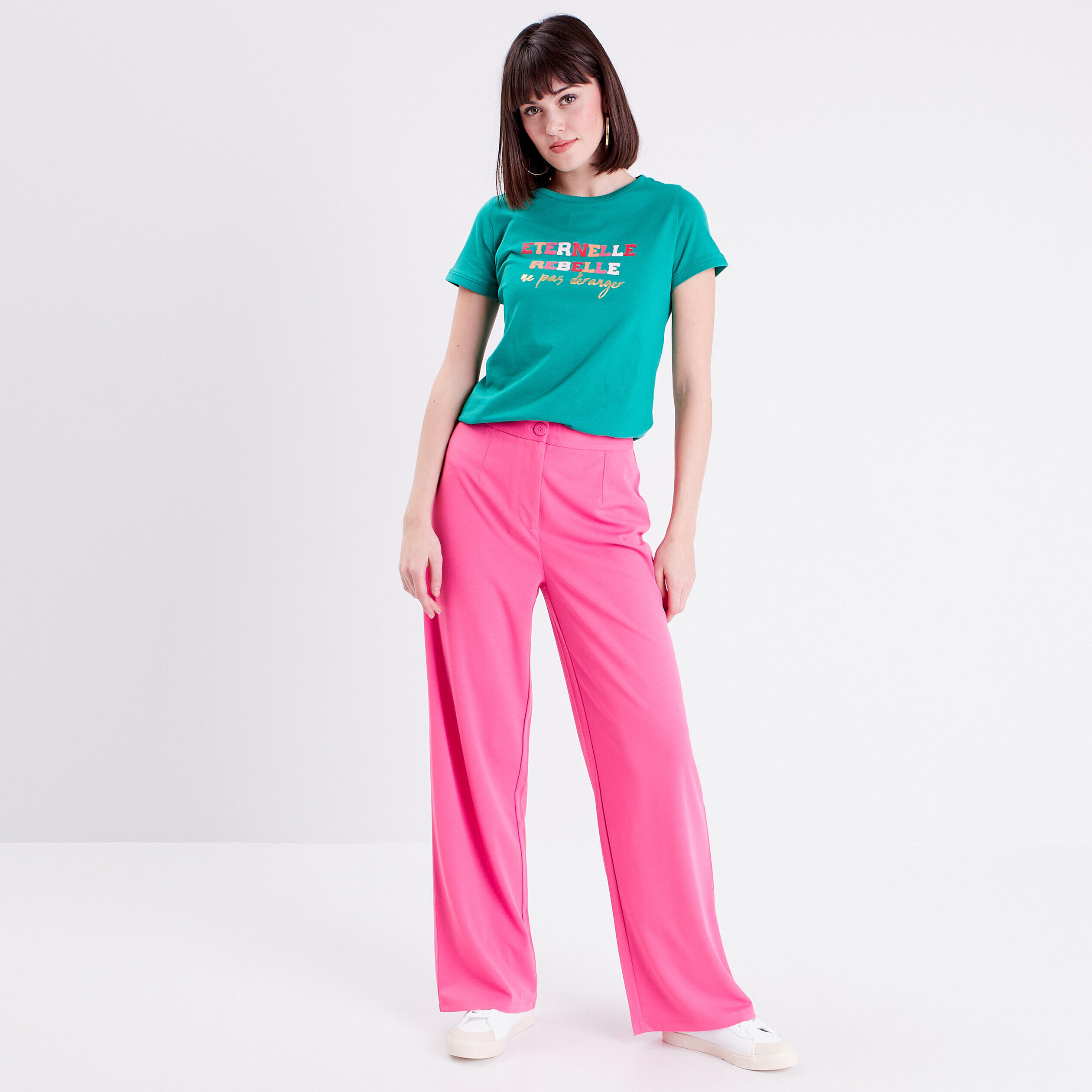T-shirt manches courtes vert femme | Cache Cache