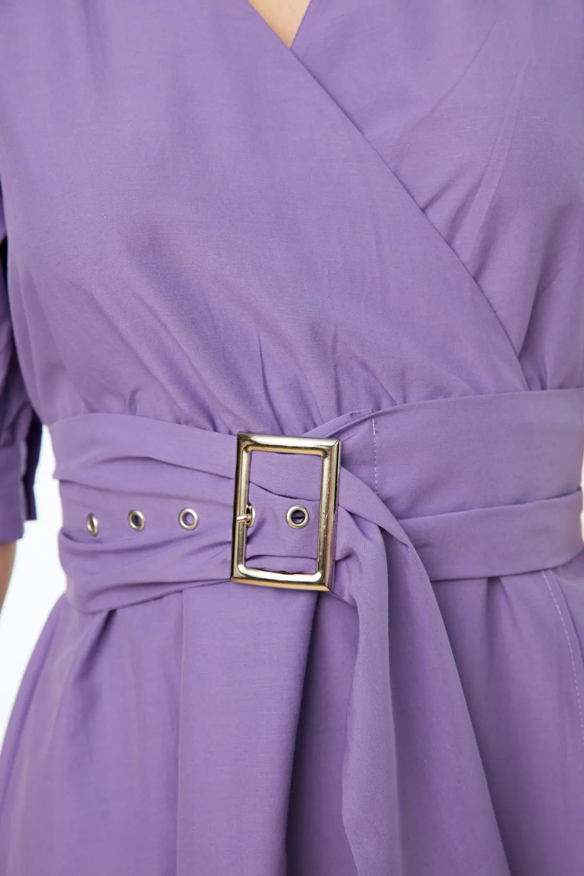 Trendyol Collection  Lilafarbener Rock, Taillenöffnung, Krawatte, detailliertes Mini-Webkleid TWOSS20EL0619