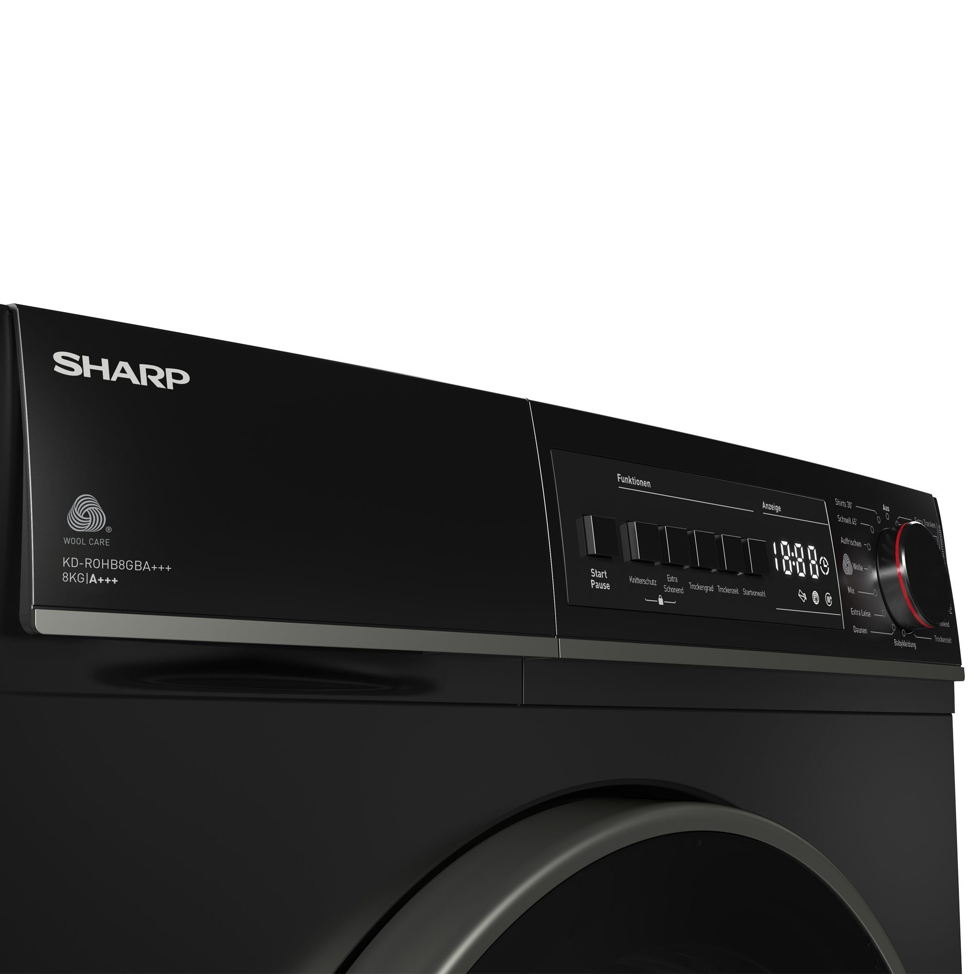 Sharp Wärmepumpentrockner KD-ROHB8GBA+++-DE, 8 kg, Trommelbeleuchtung, 15 Programme