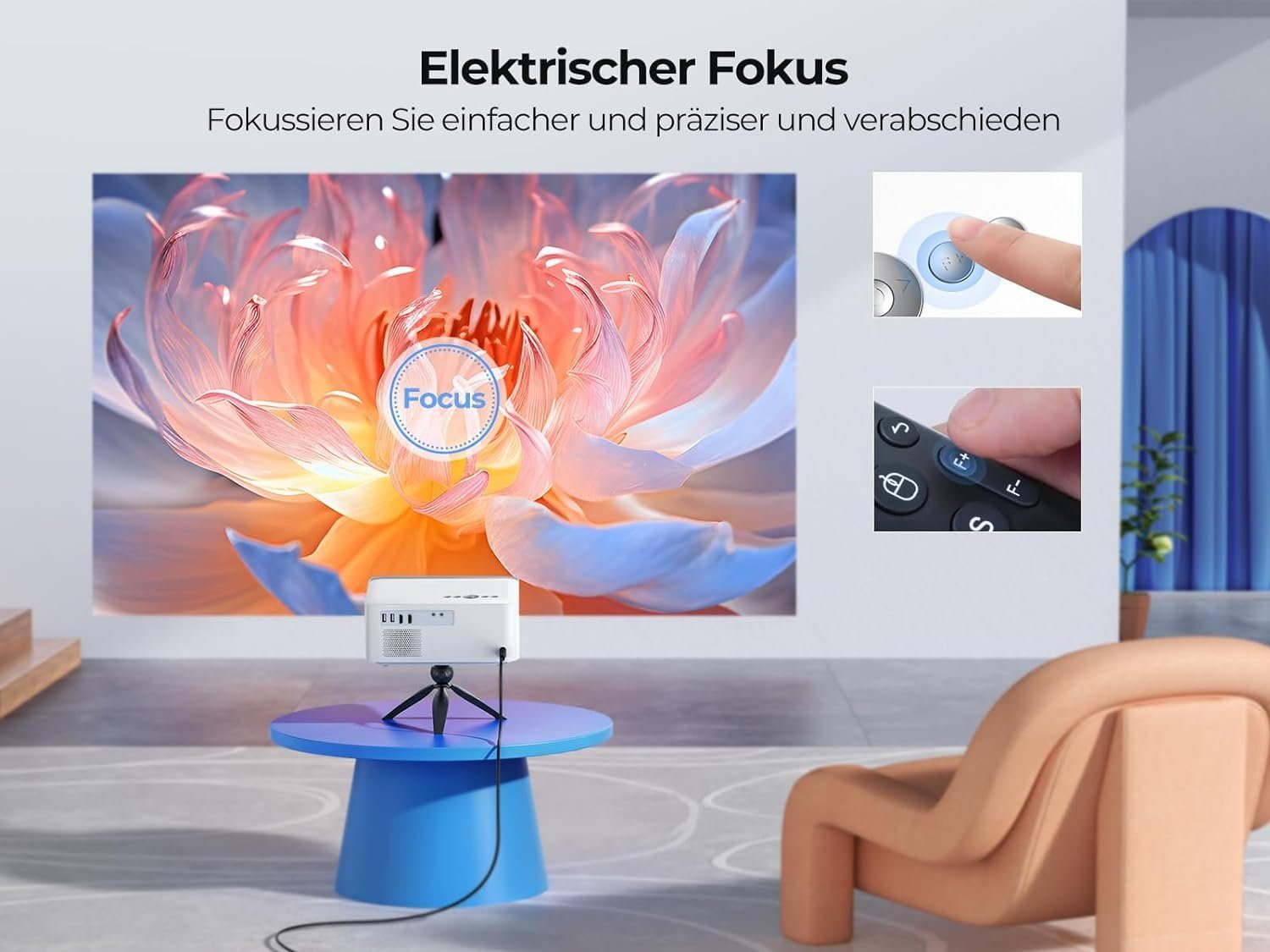 TOPTRO 1080P 4K Unterstützt, 600 ANSI Portabler Projektor (15000 lm, 20000:1, 1920x1080 px, Flexible Aufstellung für ein beeindruckendes audiovisuelles Erlebnis)