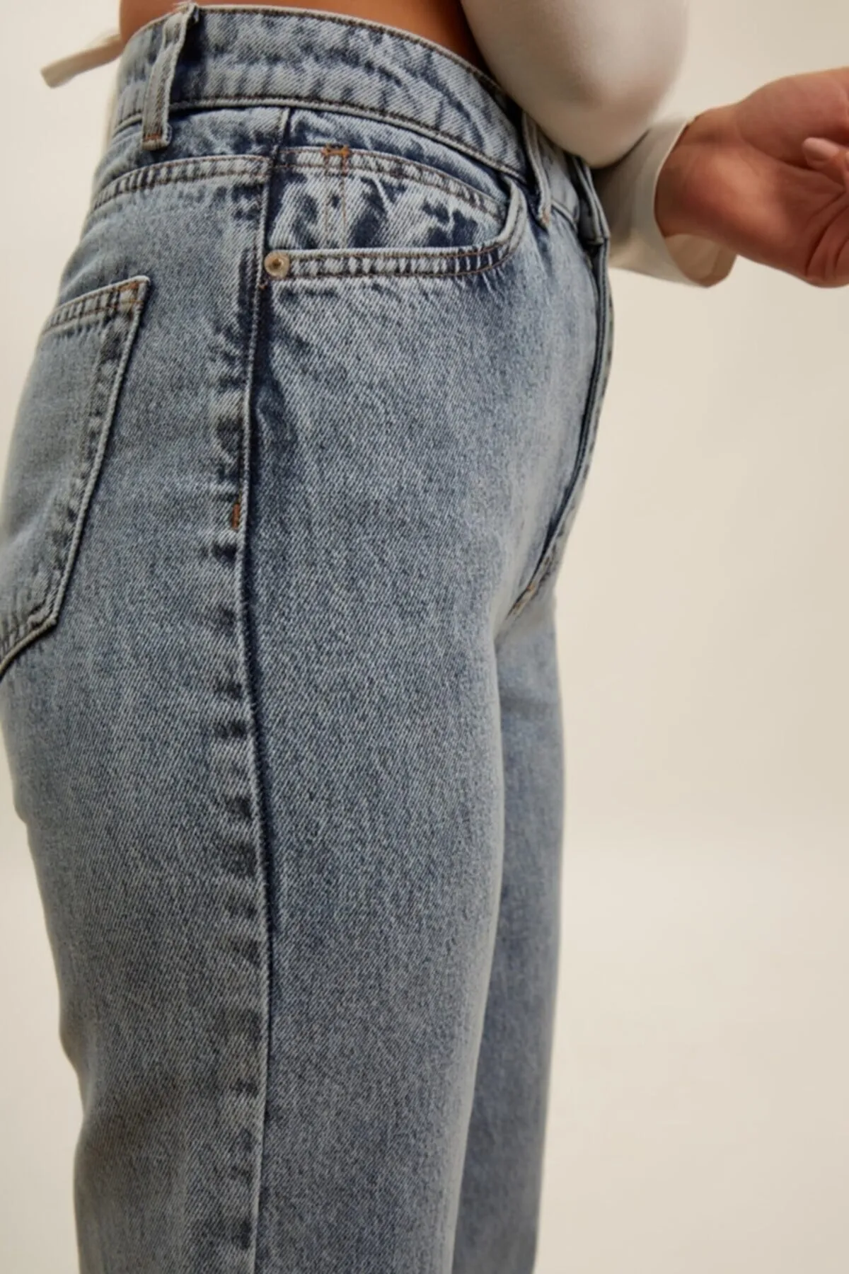 Ramrod  Amanda 90er Jahre Snow Wash Blue Lycra Super High Waist Loose Jeans Palazzo-Hose