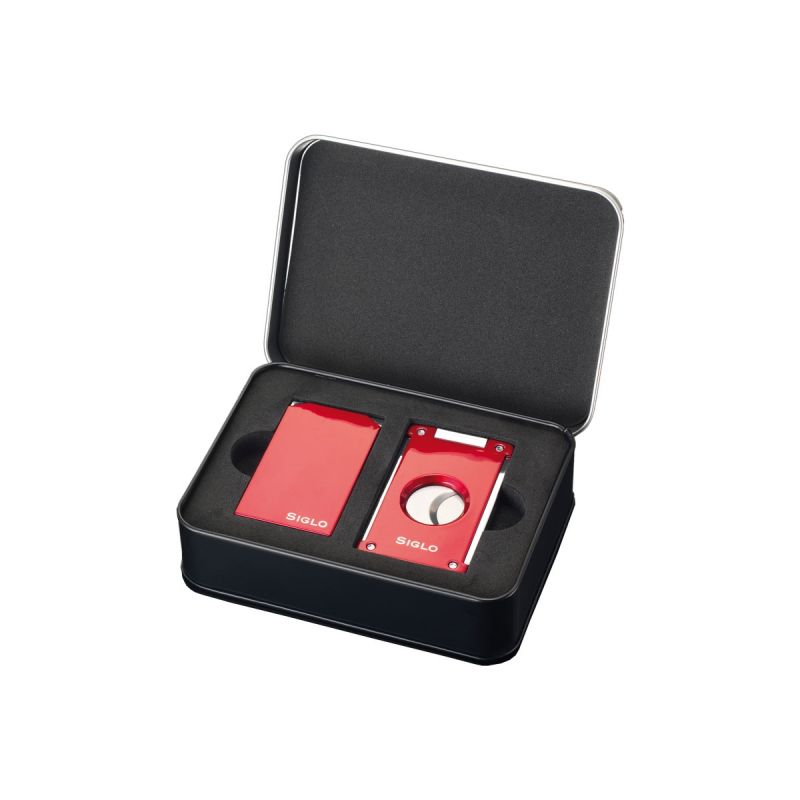 Siglo Vibrant Set Lighter & Cutter Red