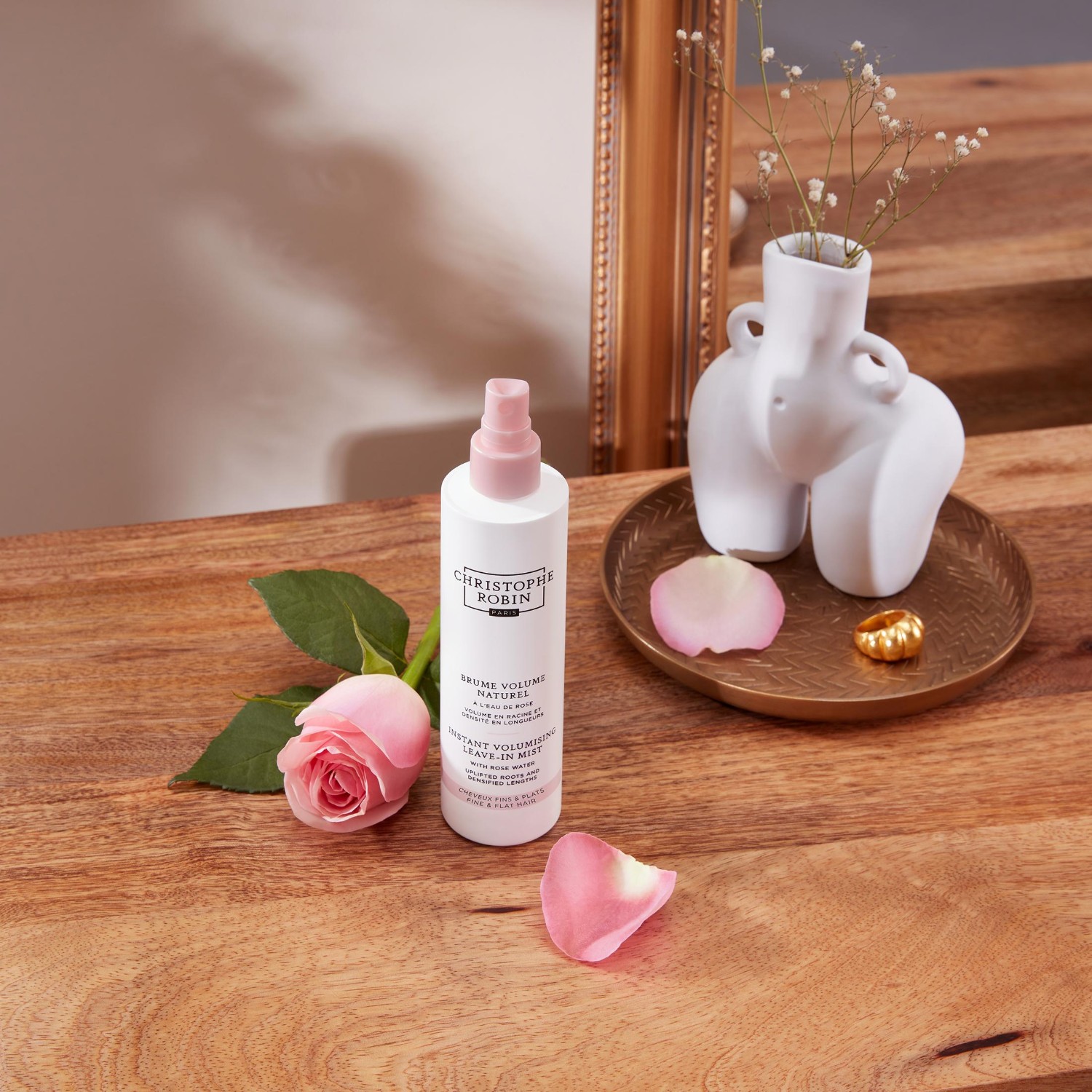 Bruma voluminizadora instantánea de agua de rosas de Christophe Robin