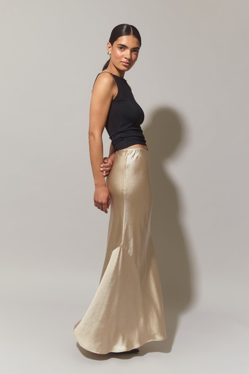 Satin mermaid maxi skirt