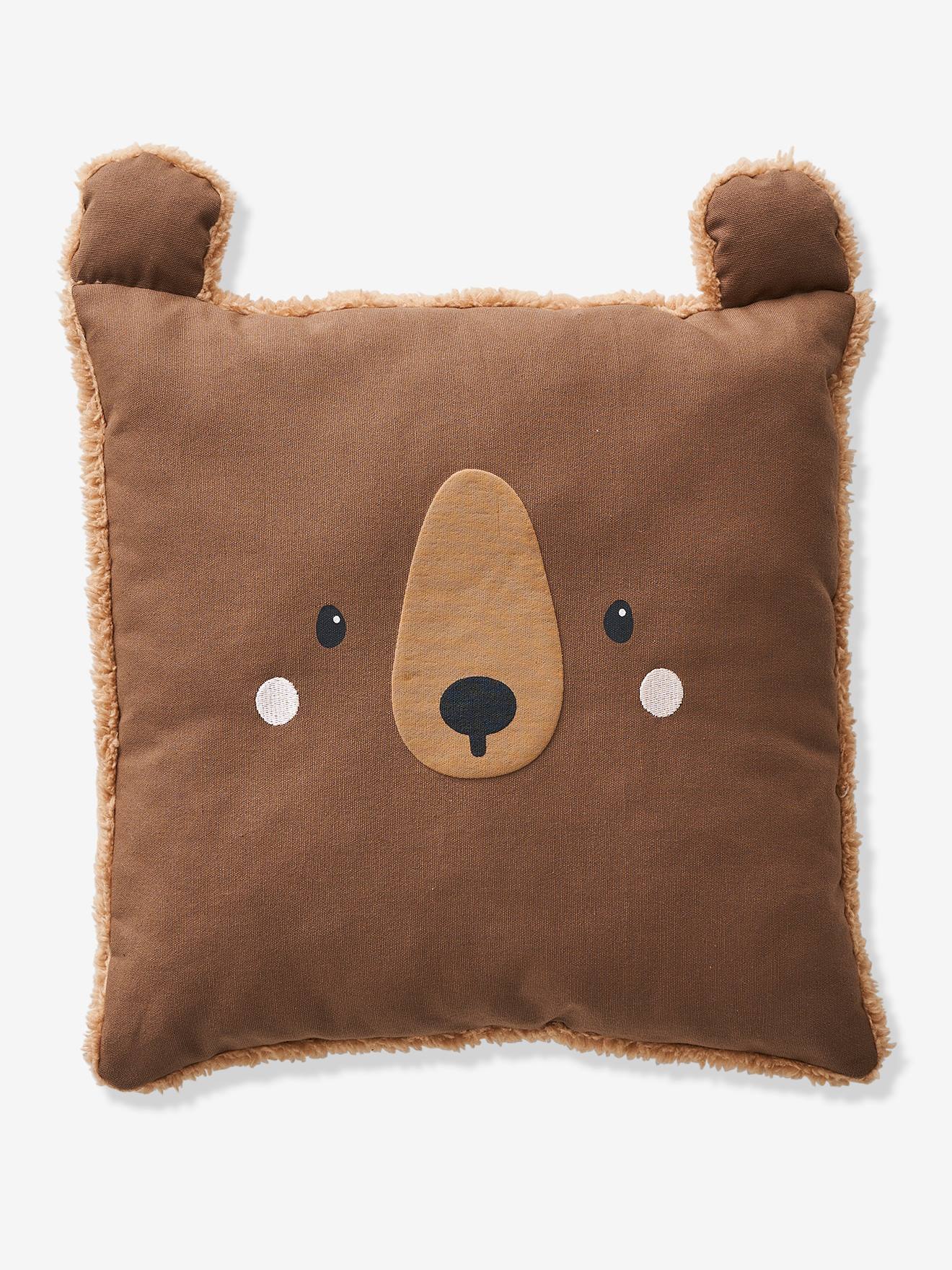 Coussin carré Ourson brun
