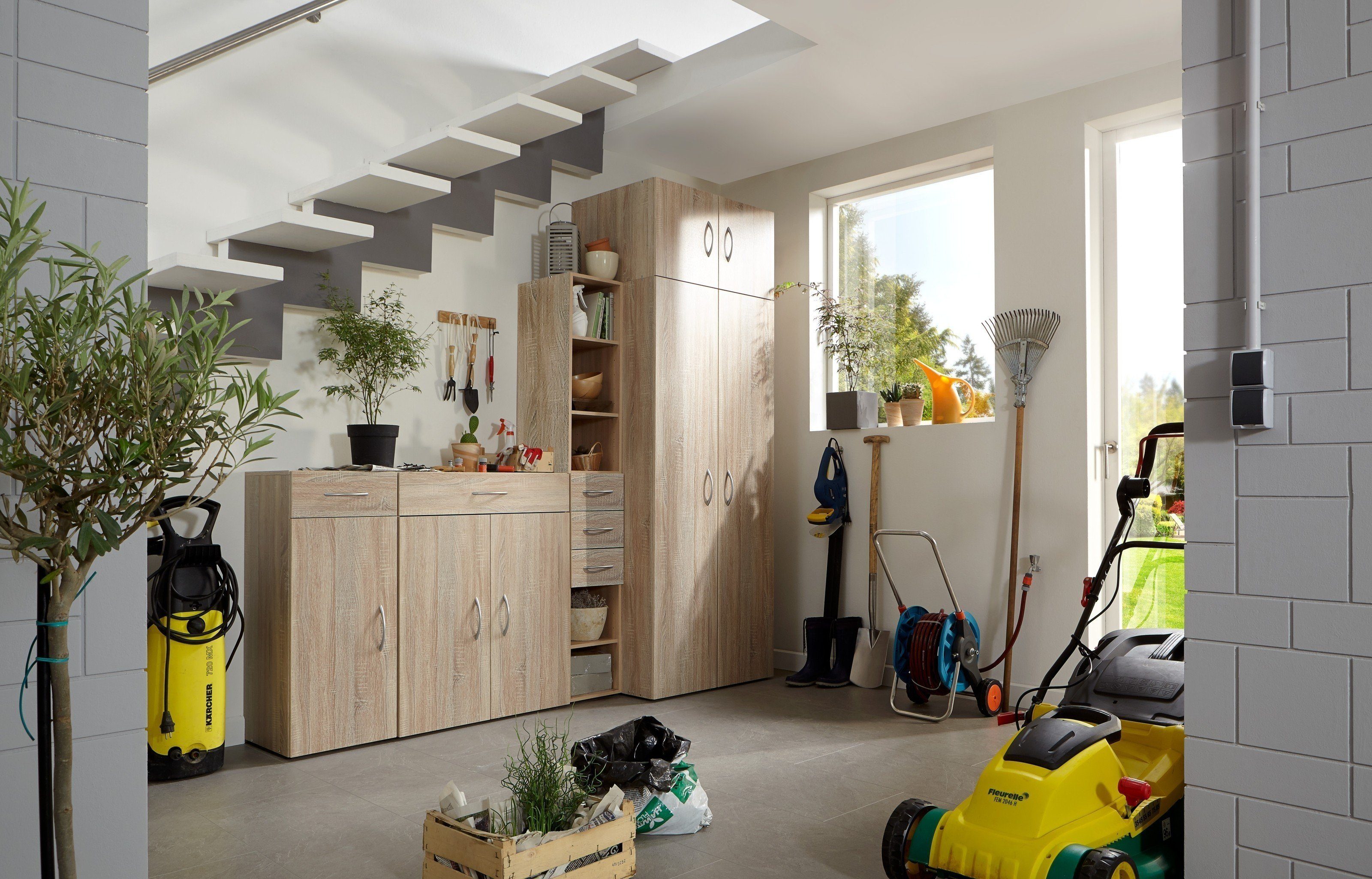 freiraum Mehrzweckschrank Multiraumkonzept (BxH: 80x185 cm) in EICHE SAEGERAU-NACHBILDUNG mit 2 Türen und 5 Einlegeböden