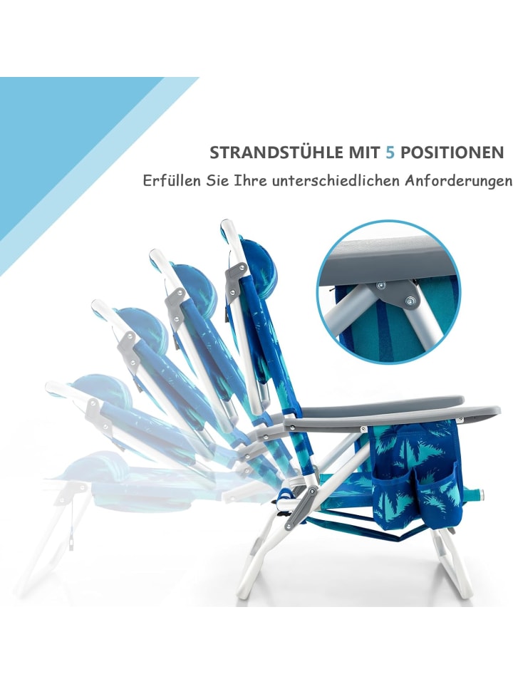 COSTWAY Strandstühle & Tisch Set in Dunkelblau günstig kaufen onesize