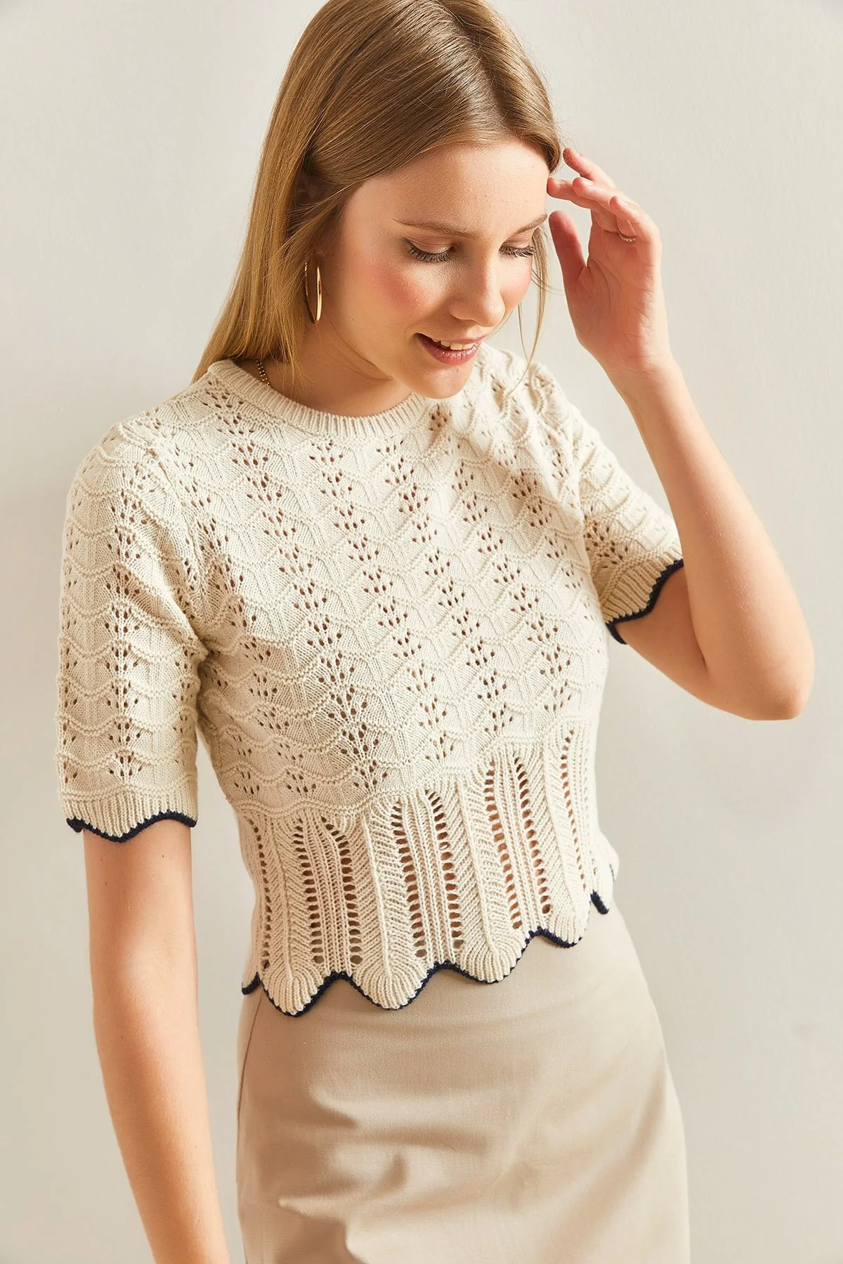Bianco Lucci  Gemusterte Strickbluse für Damen